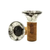 Чаша глиняная Облако Flow (Белый на черно-белом мраморе)